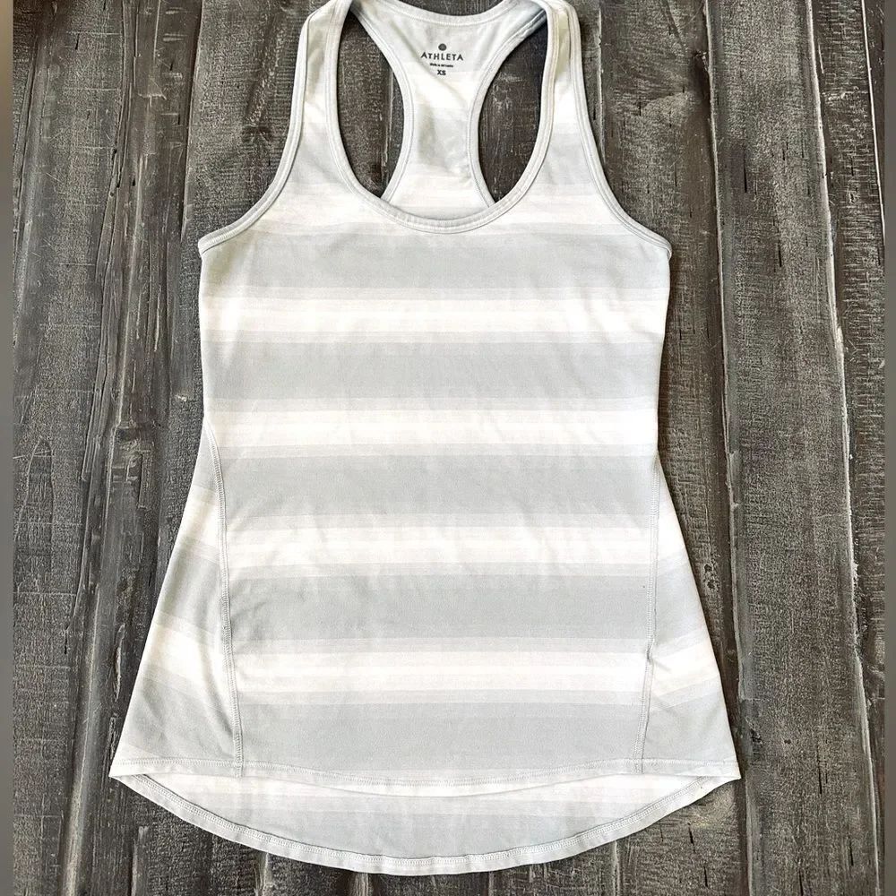 Athleta Women's Gray White Ombre Striped Tank Top XS